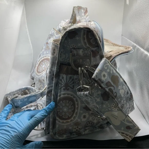 Ju Ju Be Diaper Bag Backpack Maternity Baby Blue Floral - Picture 12 of 14